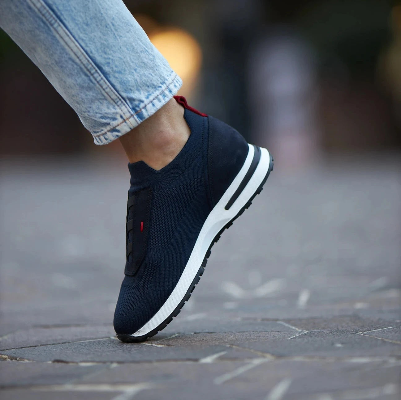 Blue Knitted Casual Runners