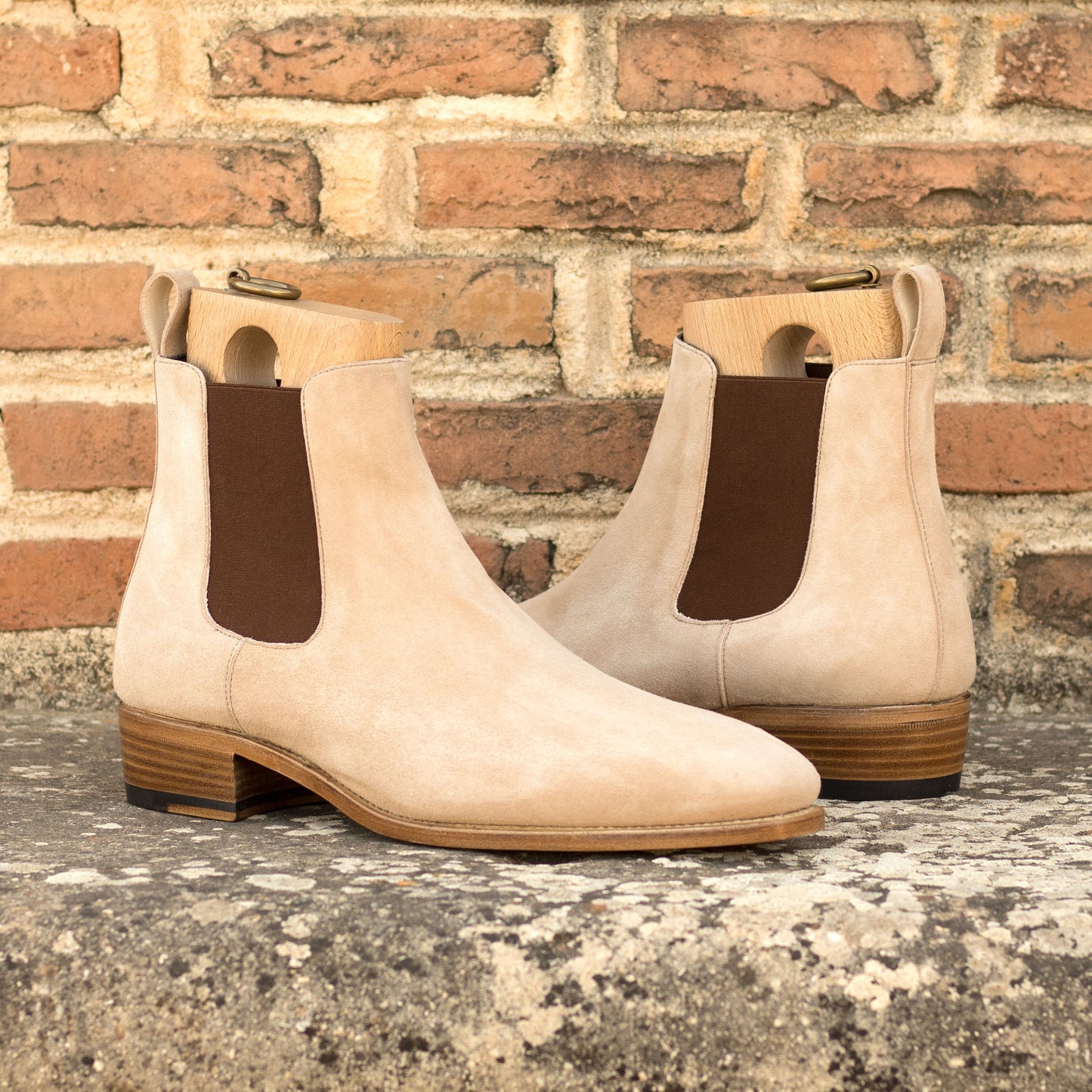 Taupe Kid Suede Chelsea Boots