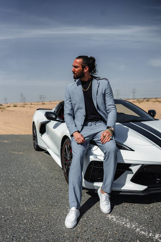 Light Blue Strip Suit