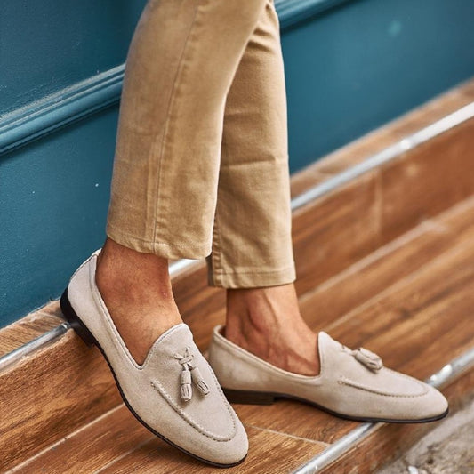 Beige Suede Tassel Loafer