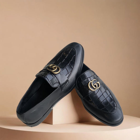 Black Vamp Croc Loafer-AL53