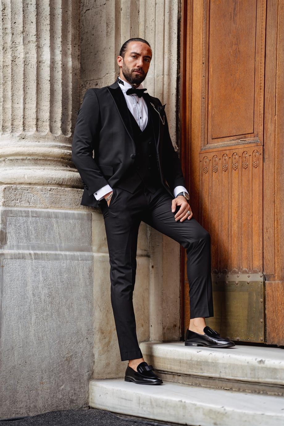 Men's Velvet Satin Collar Tuxedo Suit