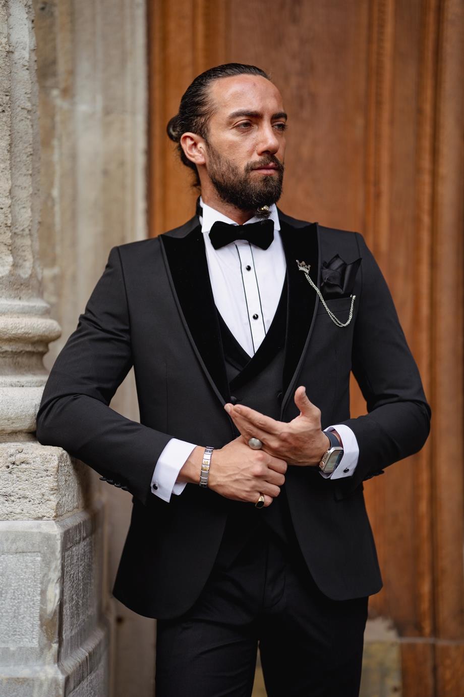 Men's Velvet Satin Collar Tuxedo Suit