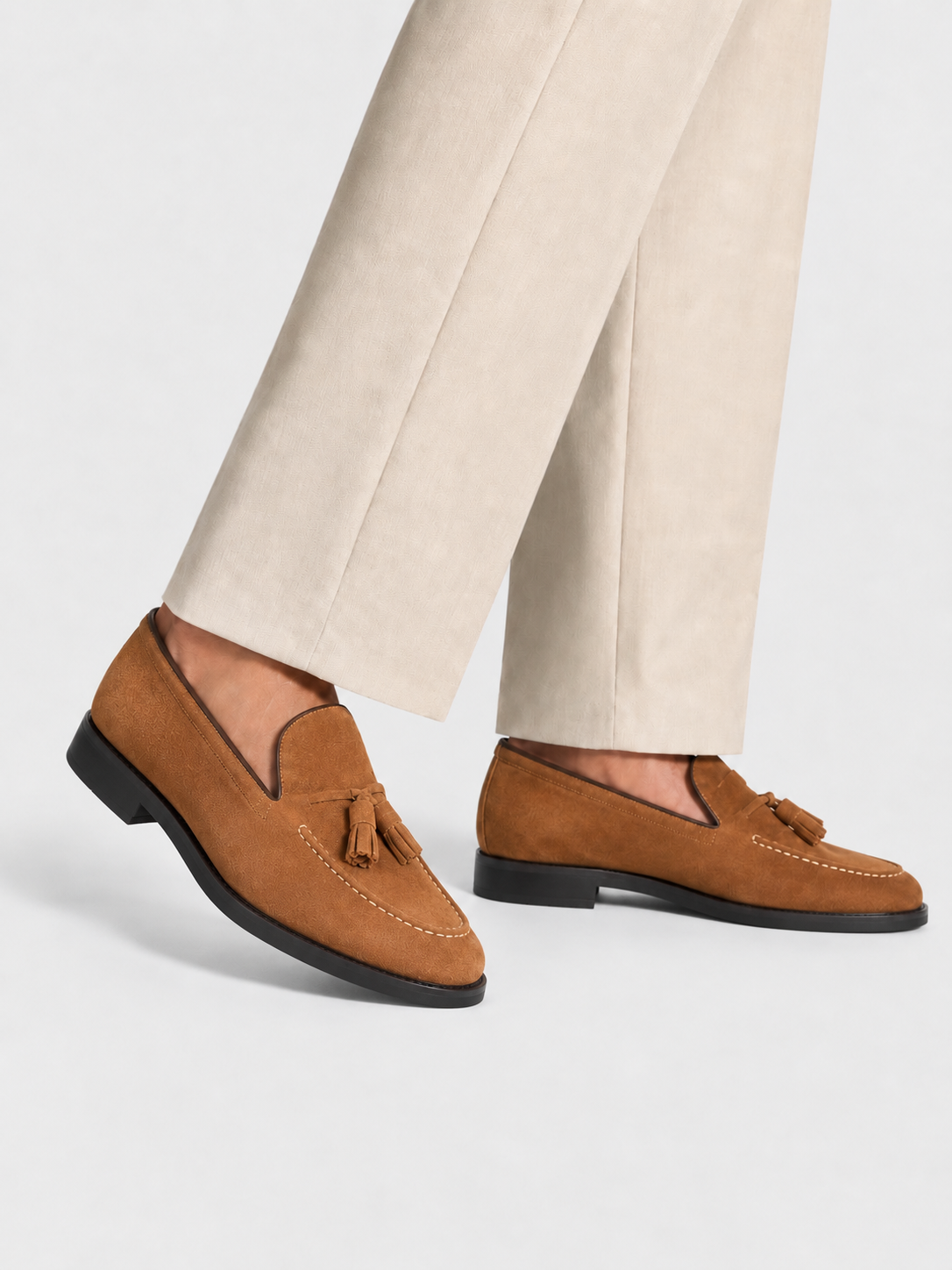 Brown Suede Tassel Loafers
