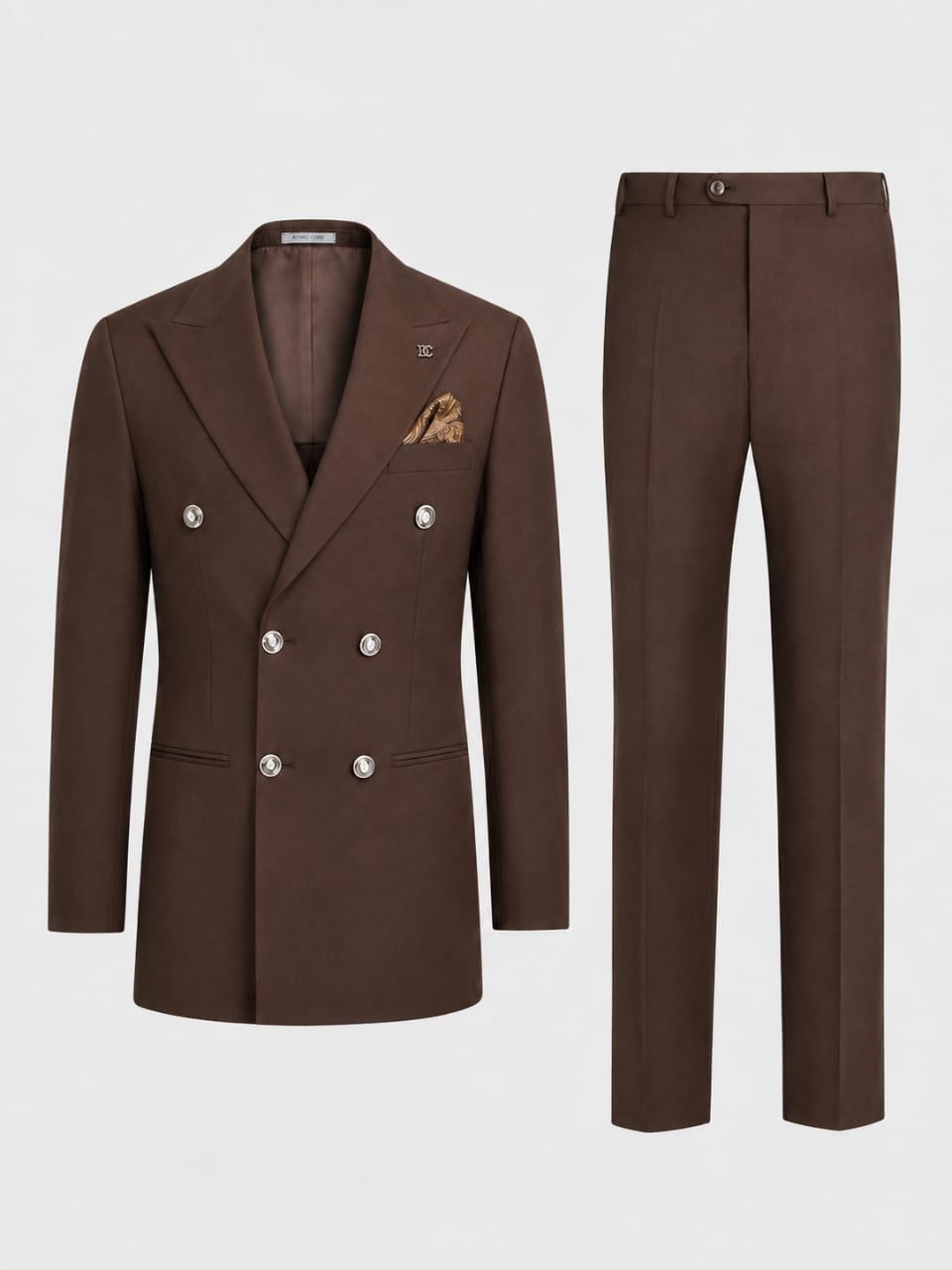 Brown Double-Breasted Suit
