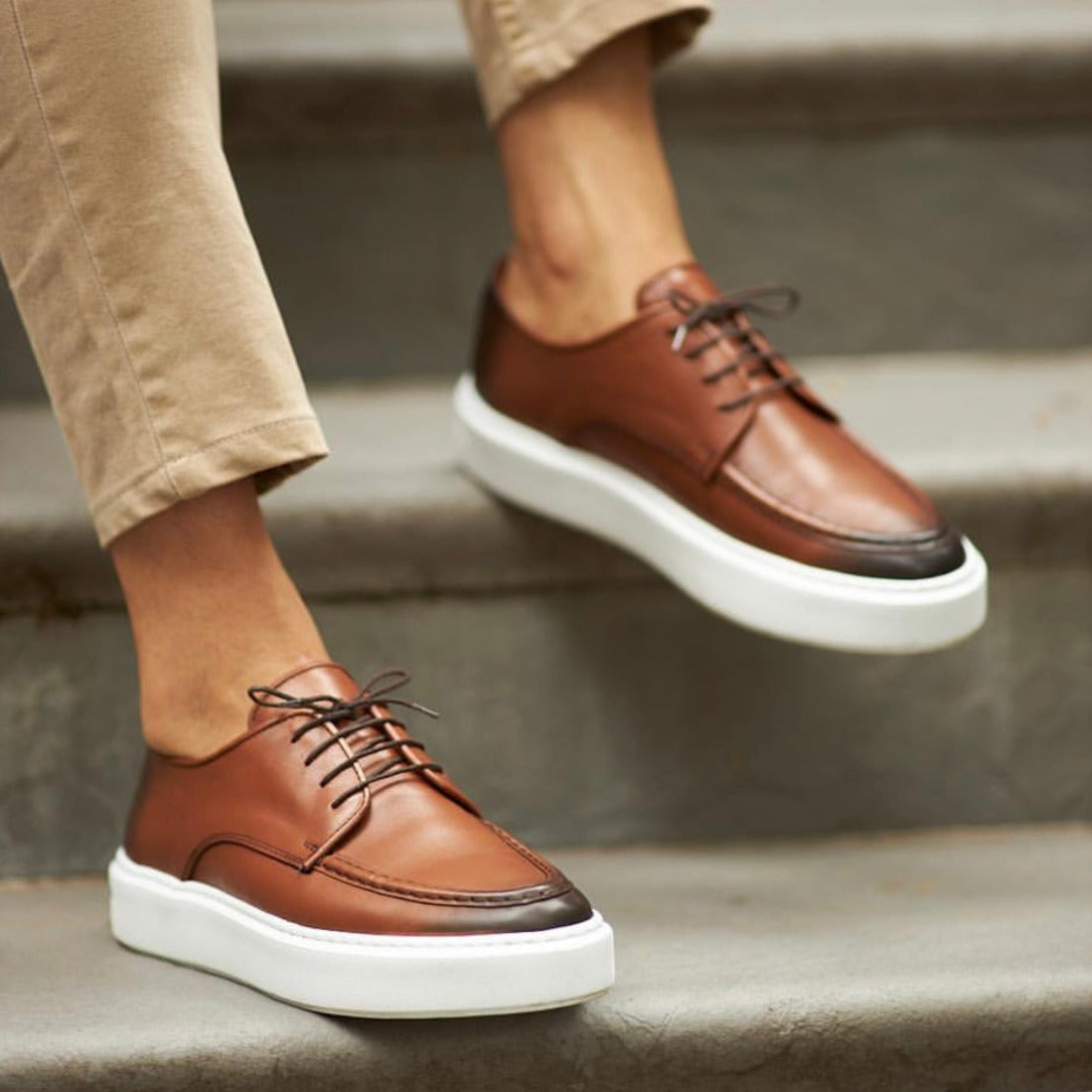Tan Shaded Lace up Sneakers