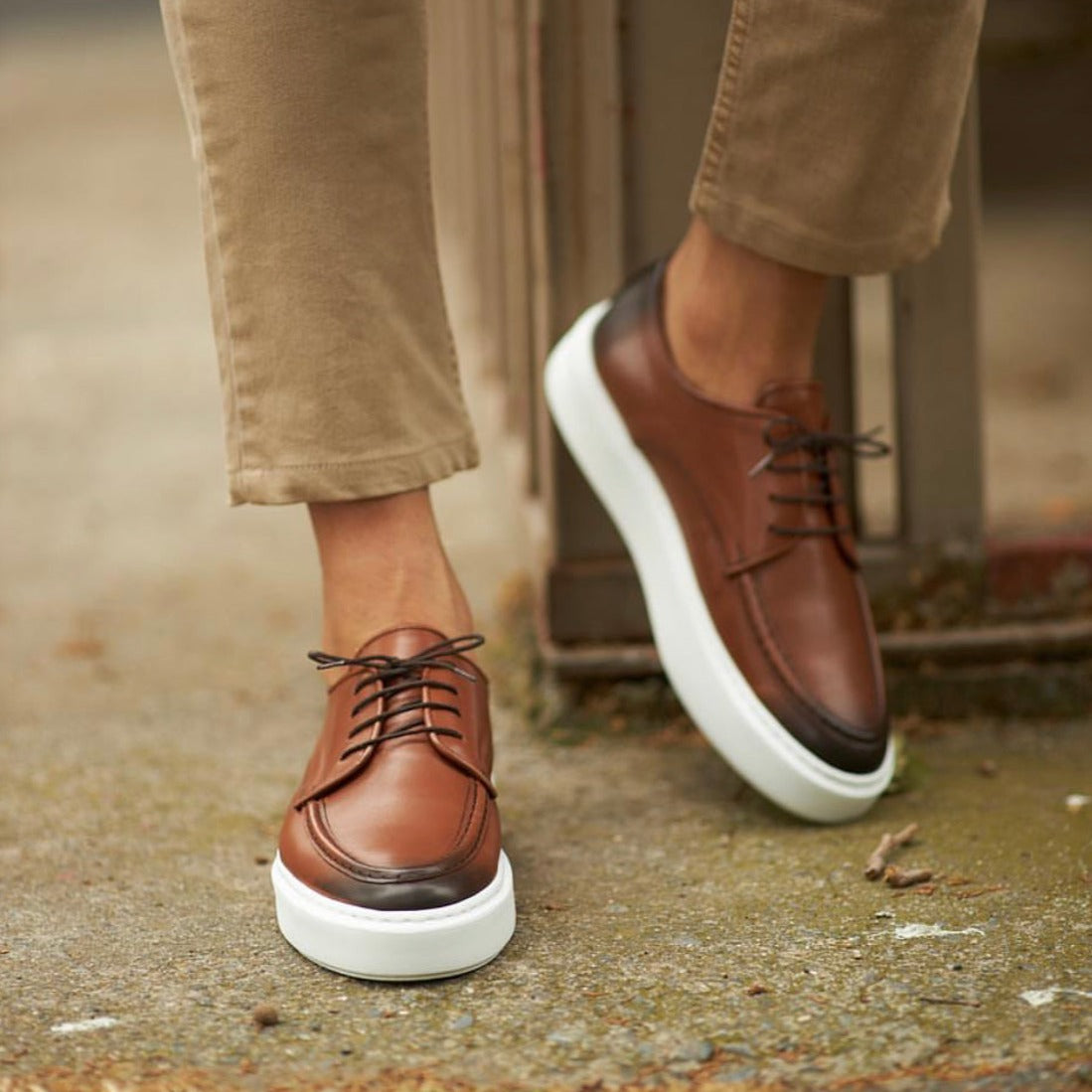 Tan Shaded Lace up Sneakers