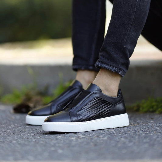 Black Laceless Woven Sneakers