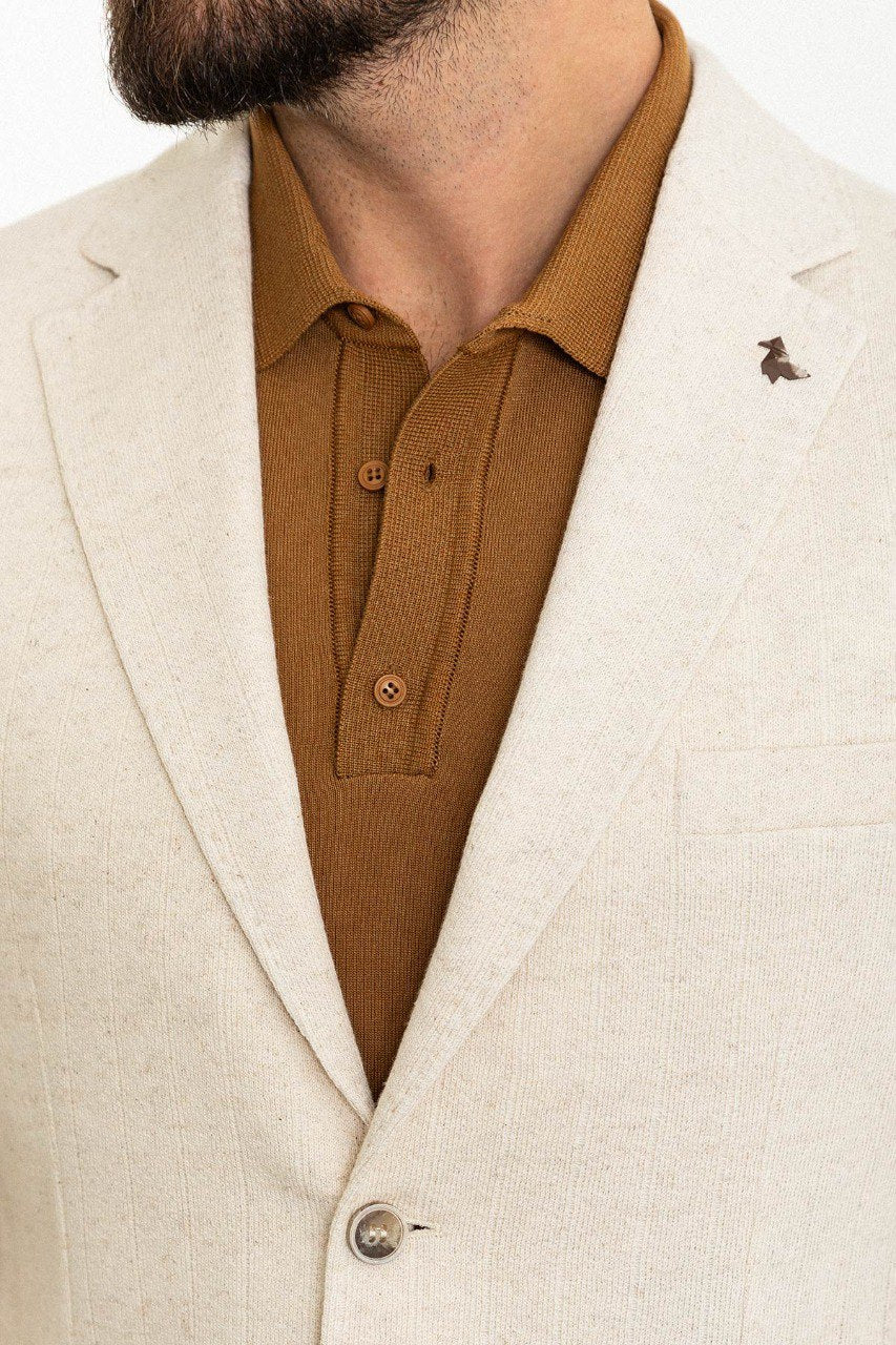 Beige Slim Fit Blazer MB-003