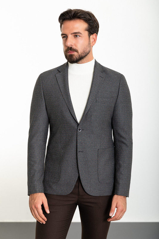Grey Slim Fit Blazer MB-023