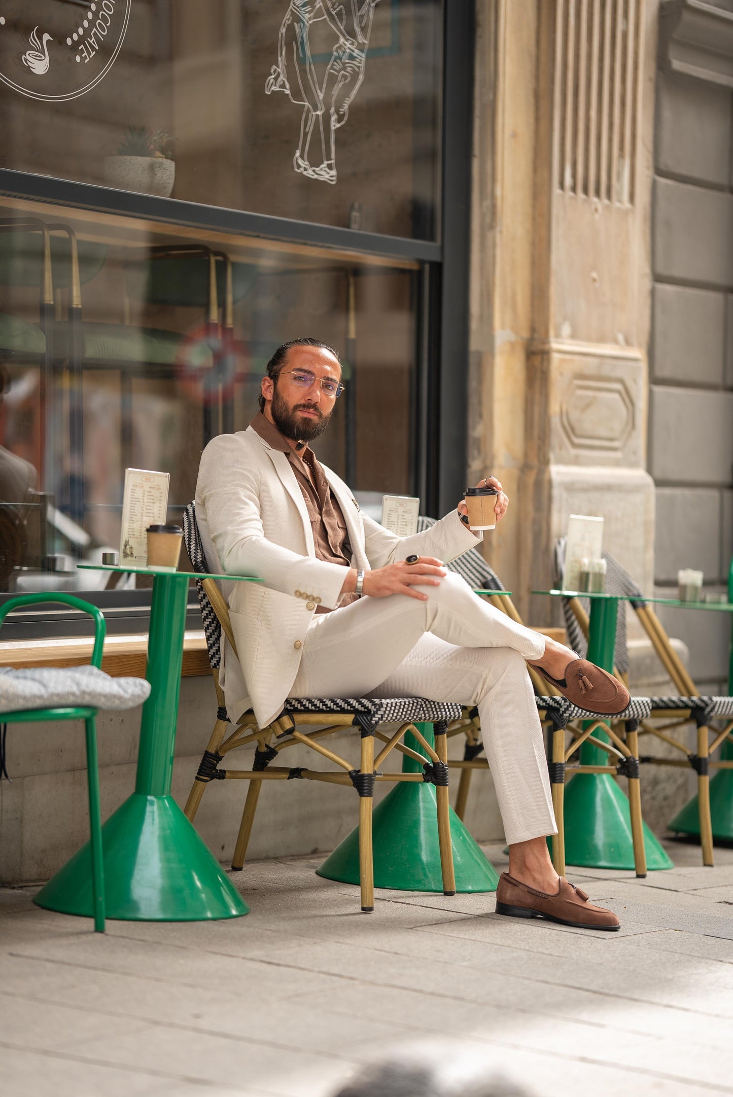Beige Slim Fit Suit