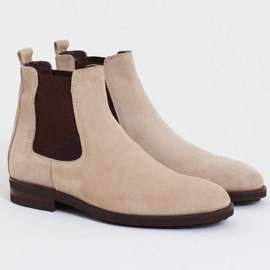 Beige Suede Chelsea Boots