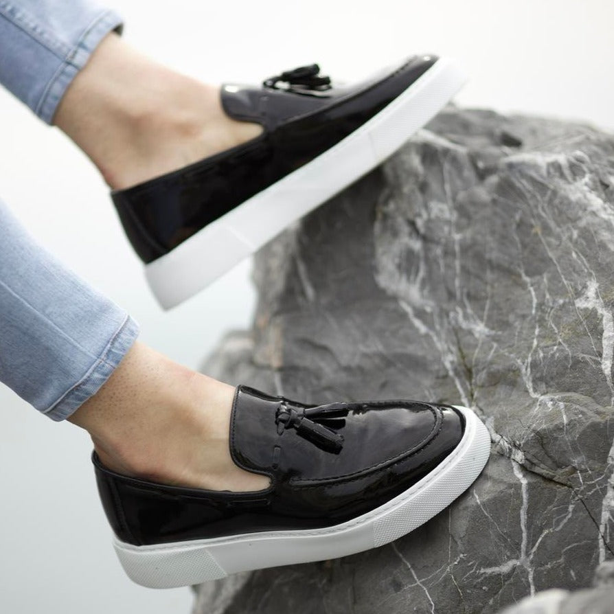 Black Belgian Tassel Loafer