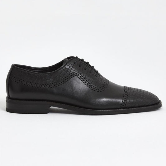 Black Printed Leather Laces