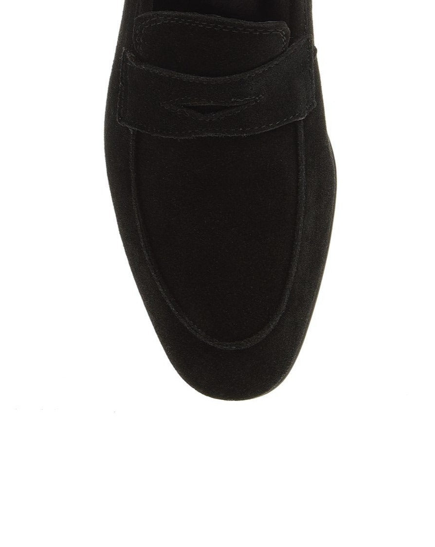 Black Suede Penny Loafer