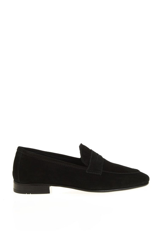 Black Suede Penny Loafer