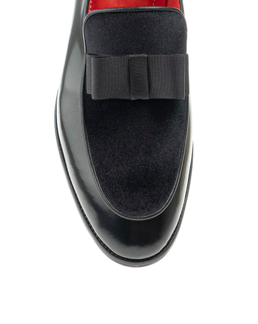 Black Vamp Velvet Bow Loafer