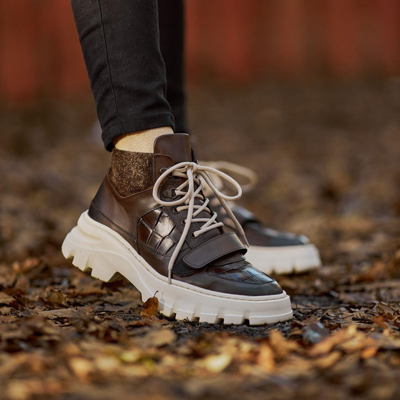Brown Croc Ankle Boots