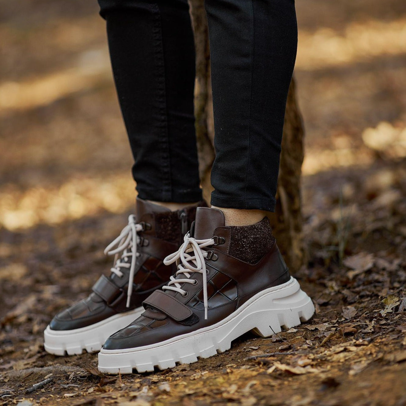 Brown Croc Ankle Boots
