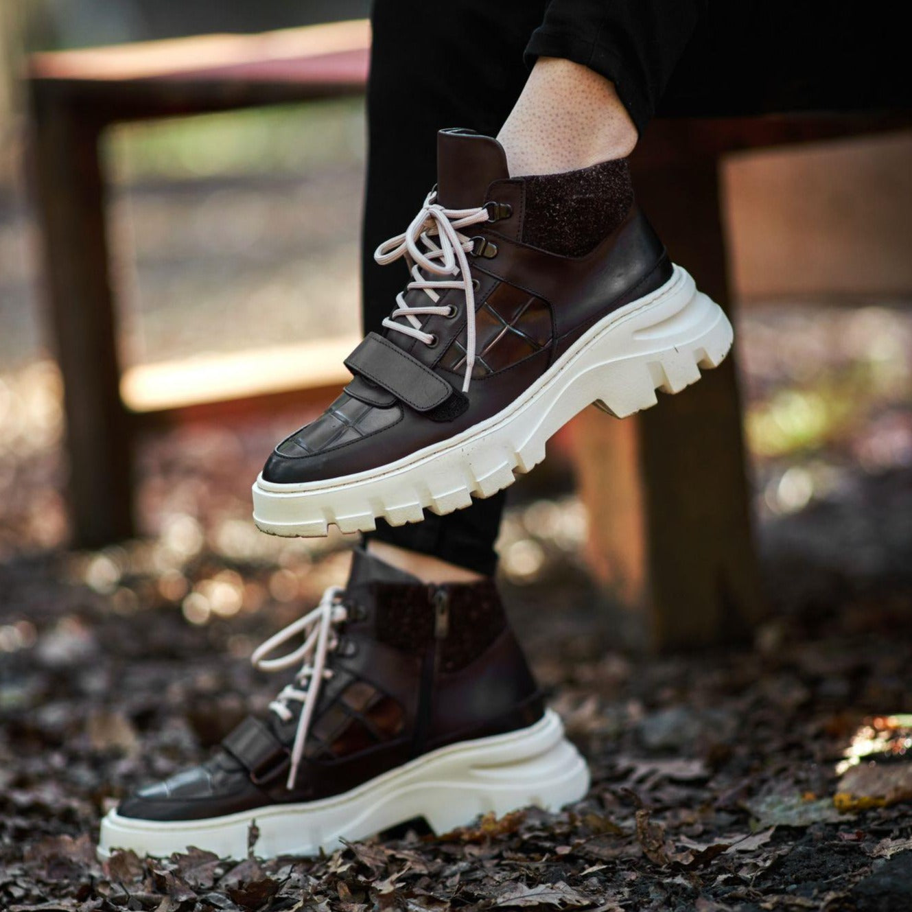 Brown Croc Ankle Boots