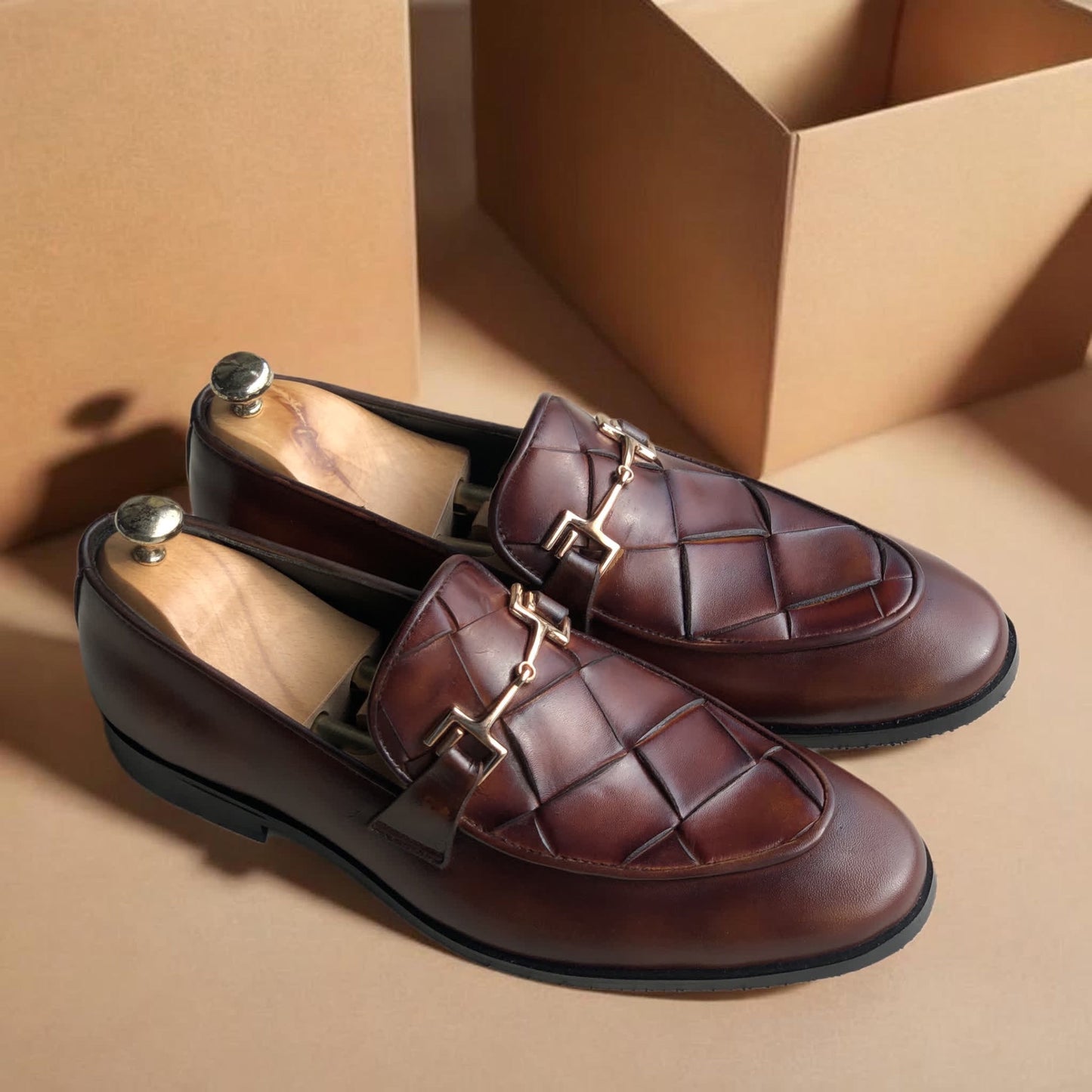 Brown Vamp Big Knitted Loafer-AL49