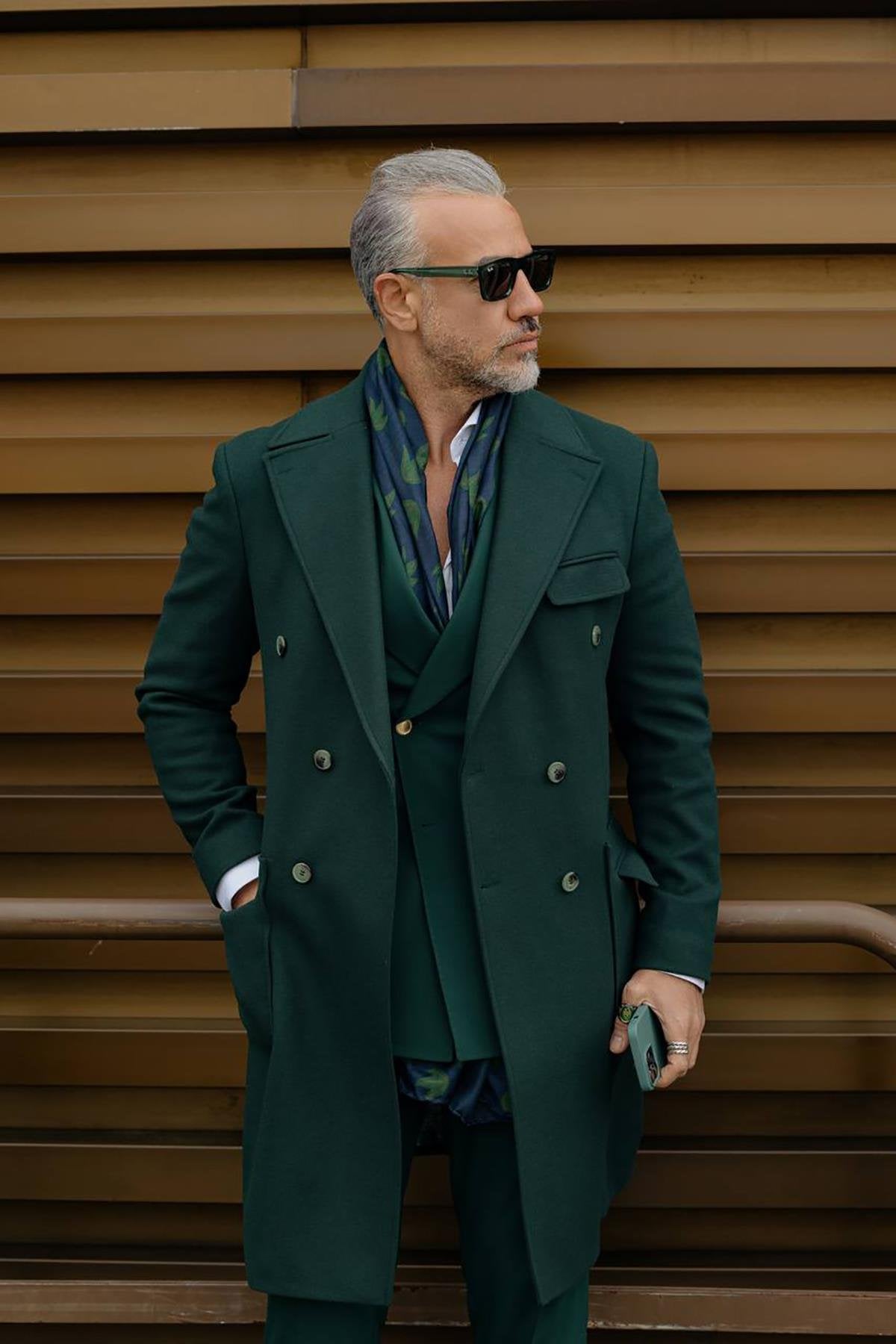 Emerald Bag Pocket Long Coat