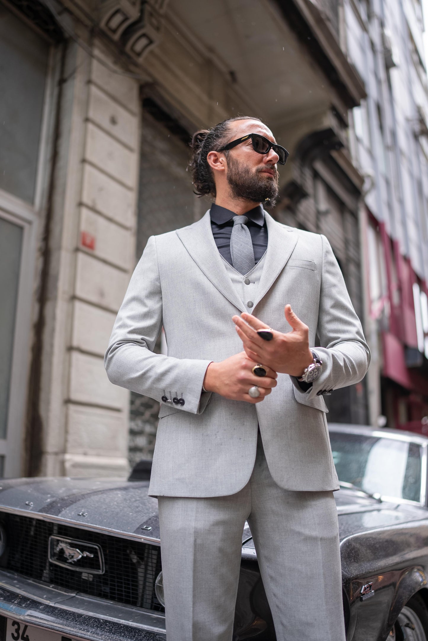 Grey Linen Slim Fit Suit