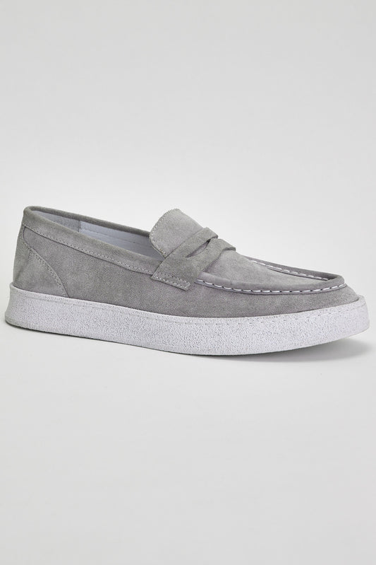 Grey Suede Casual Loafer