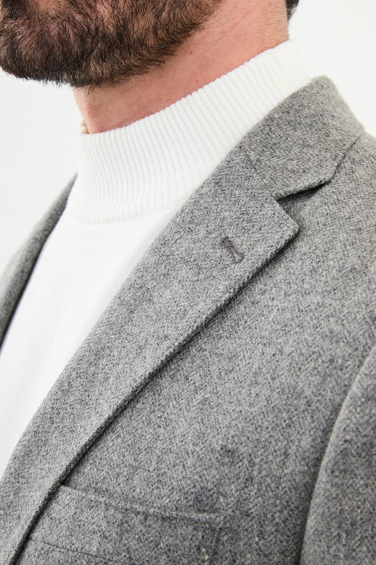 Grey Wool Slim Fit Blazers