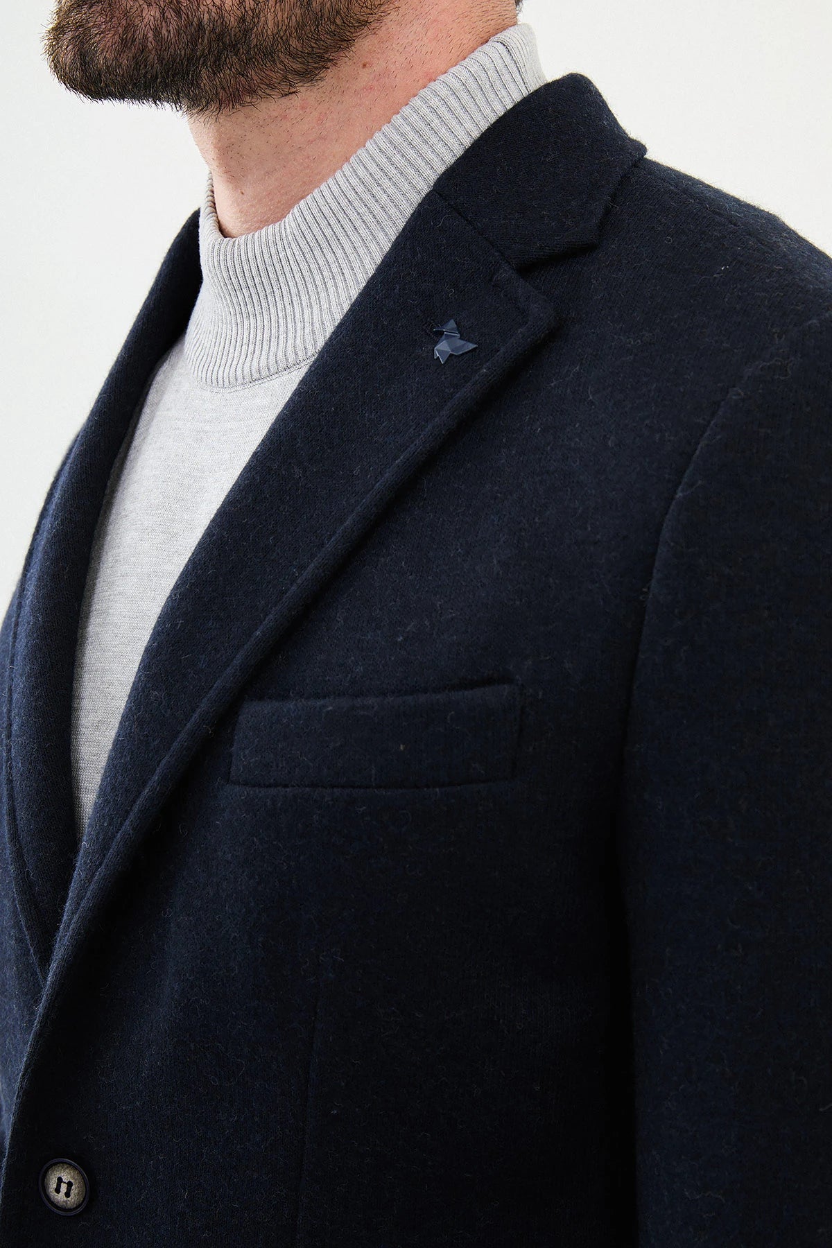 Navy Blue Premium Wool Slim Fit Blazers