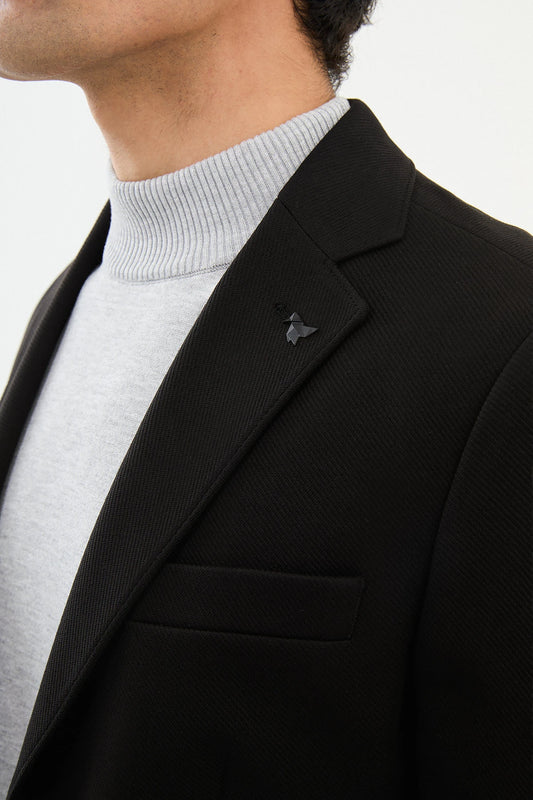 Black Mono Collar Blazers