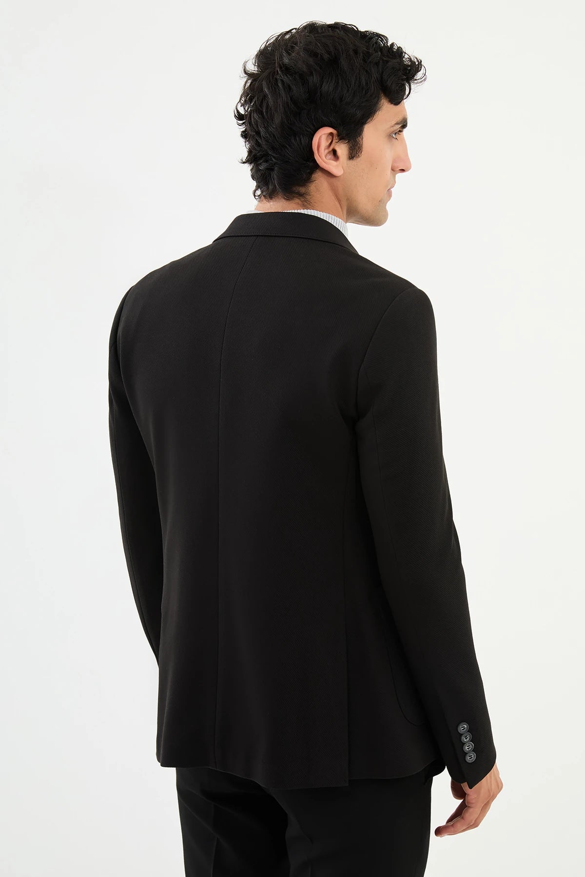 Black Mono Collar Blazers
