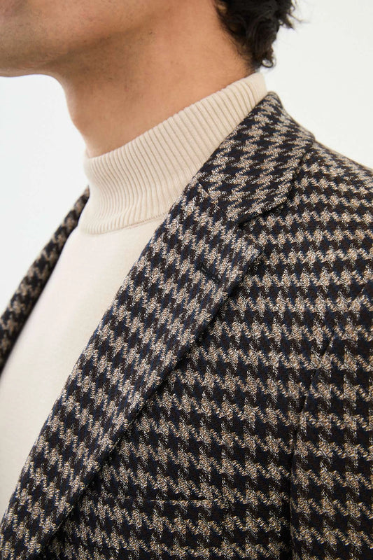 Brown Wool Mono Collar Blazers