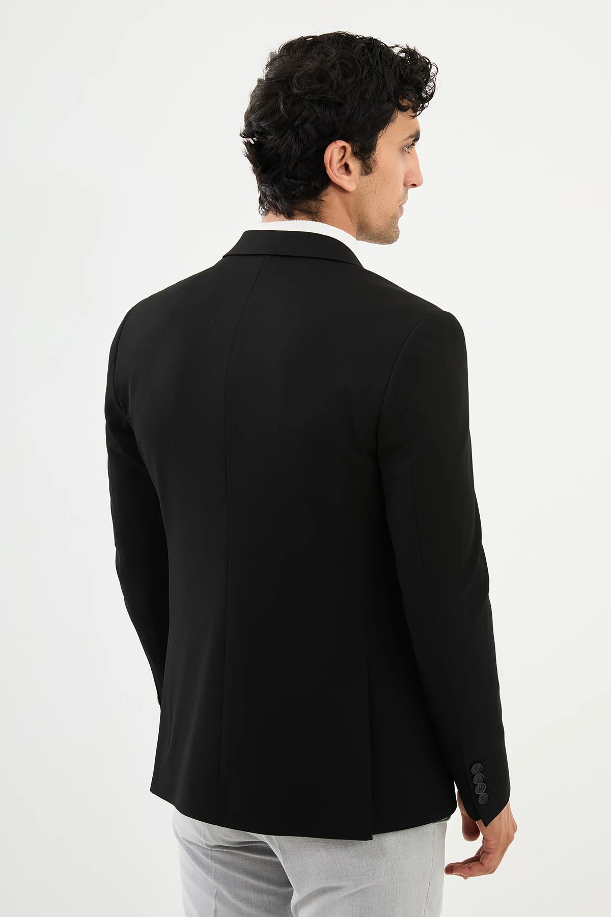 Black Buckle Pointed Collar Blazers-41404