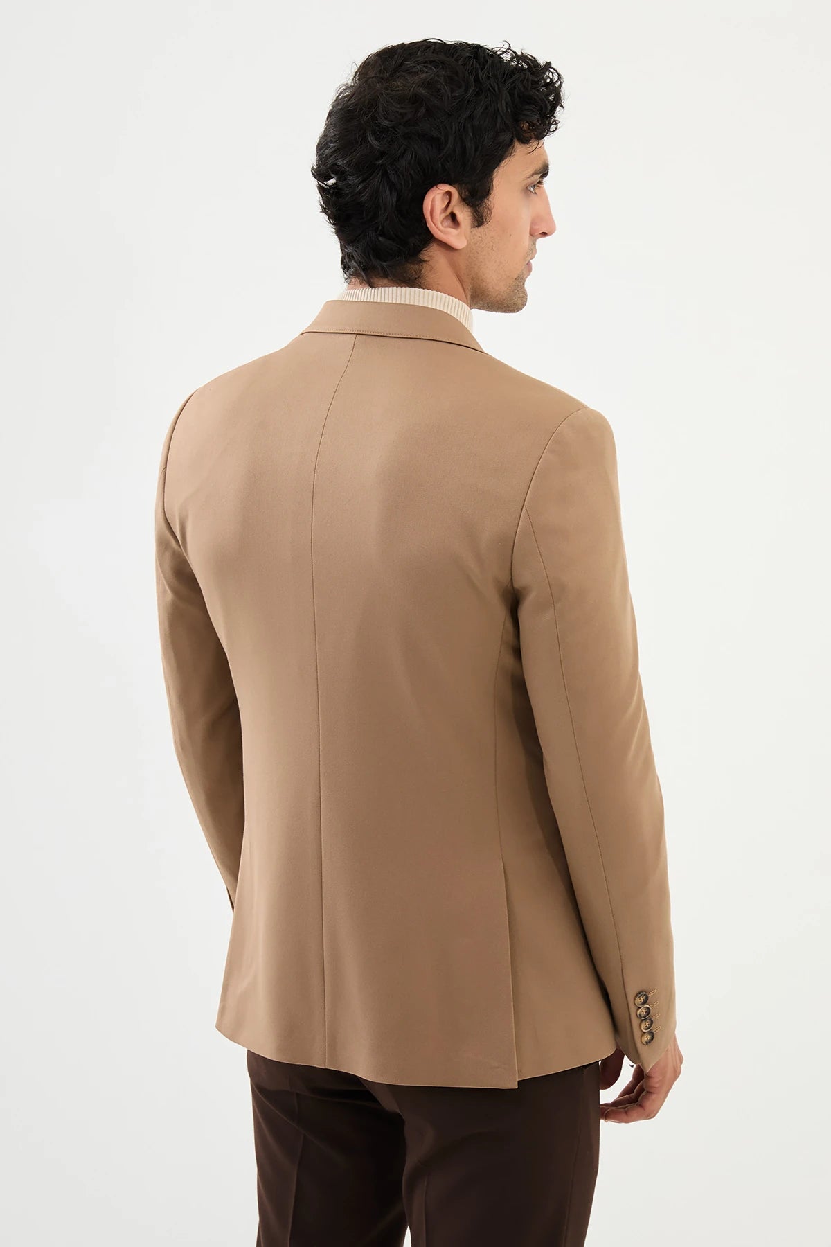 Beige Buckle Pointed Collar Blazers-41404