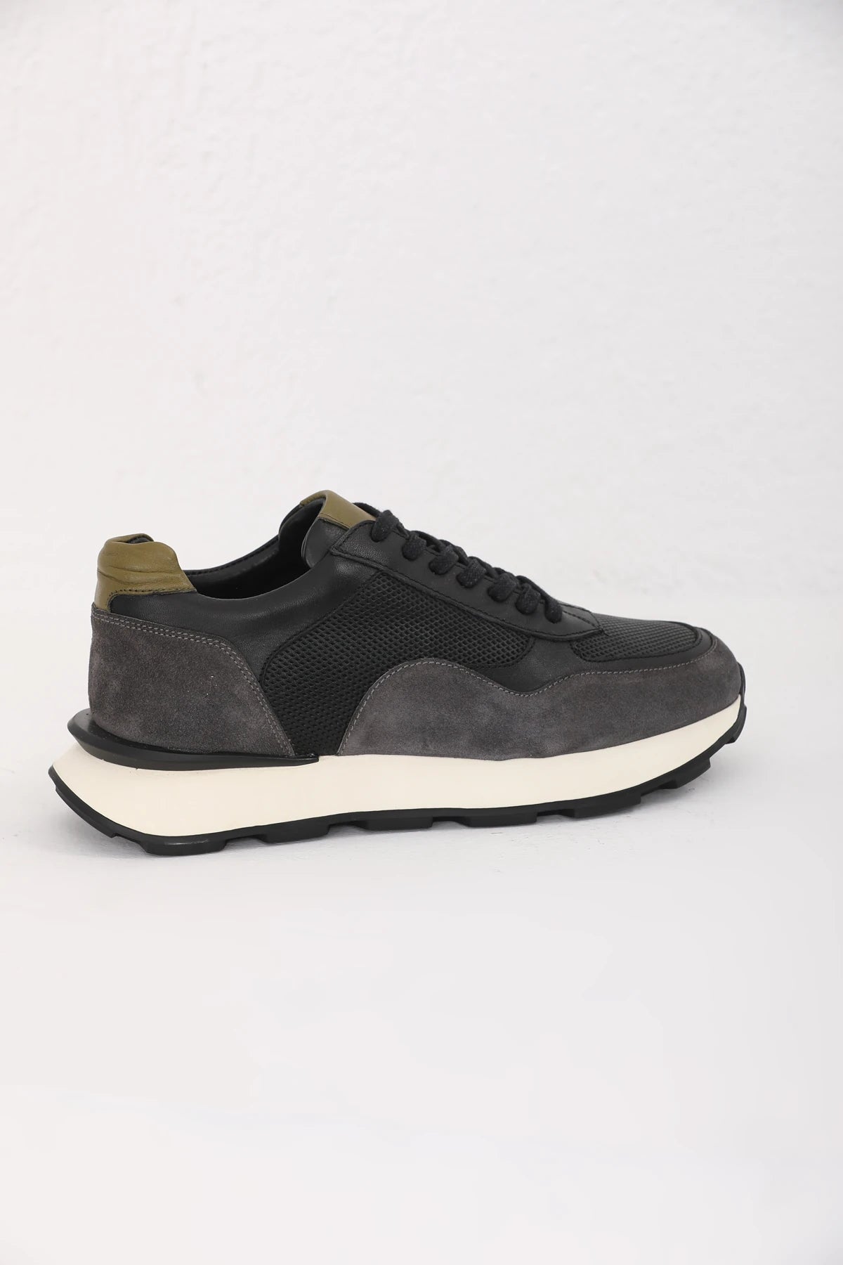 Grey And Black Suede Runners F-500