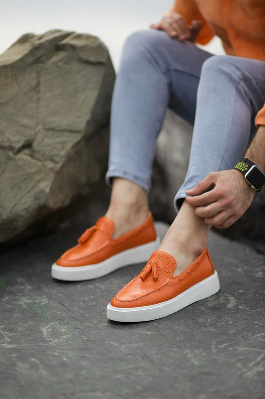 Orange Belgian Tassel Loafer