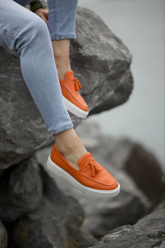 Orange Belgian Tassel Loafer