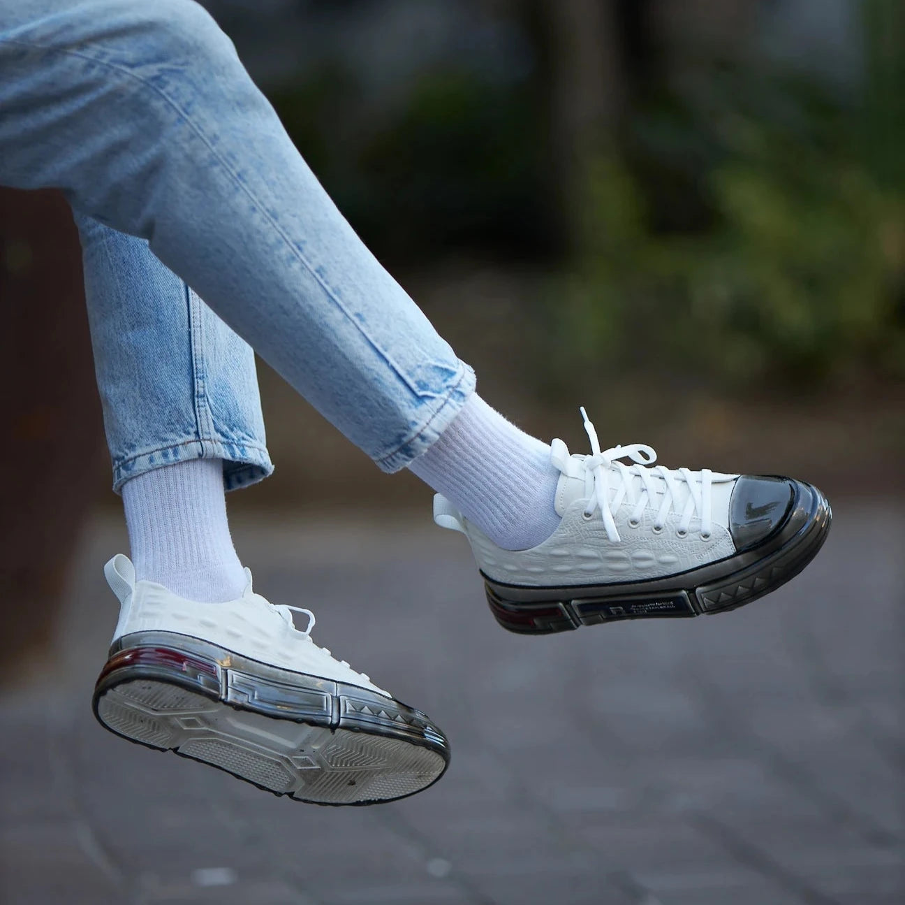 White Casual Gel Sole Sneakers