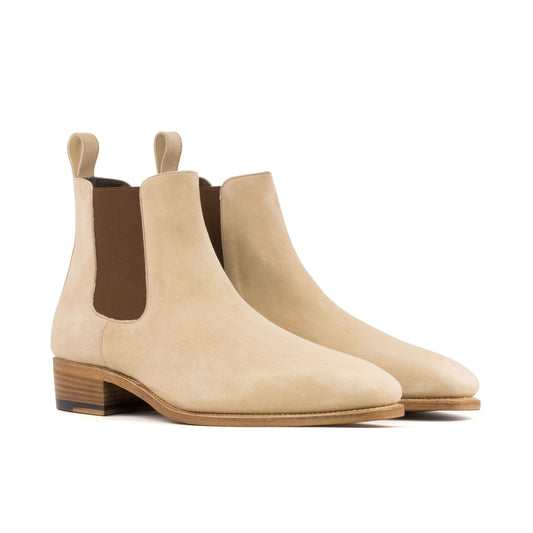 Taupe Kid Suede Chelsea Boots