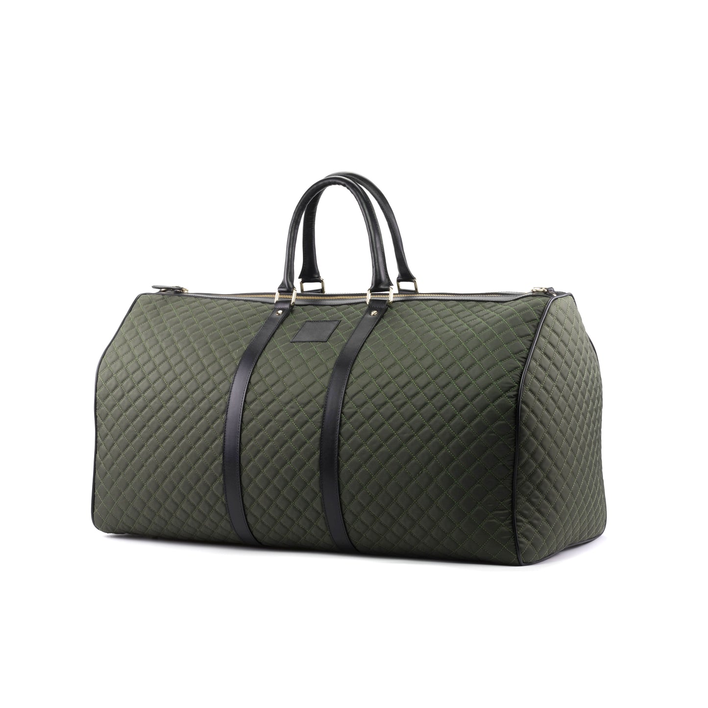 Green And Black Quilted Duffle Bag