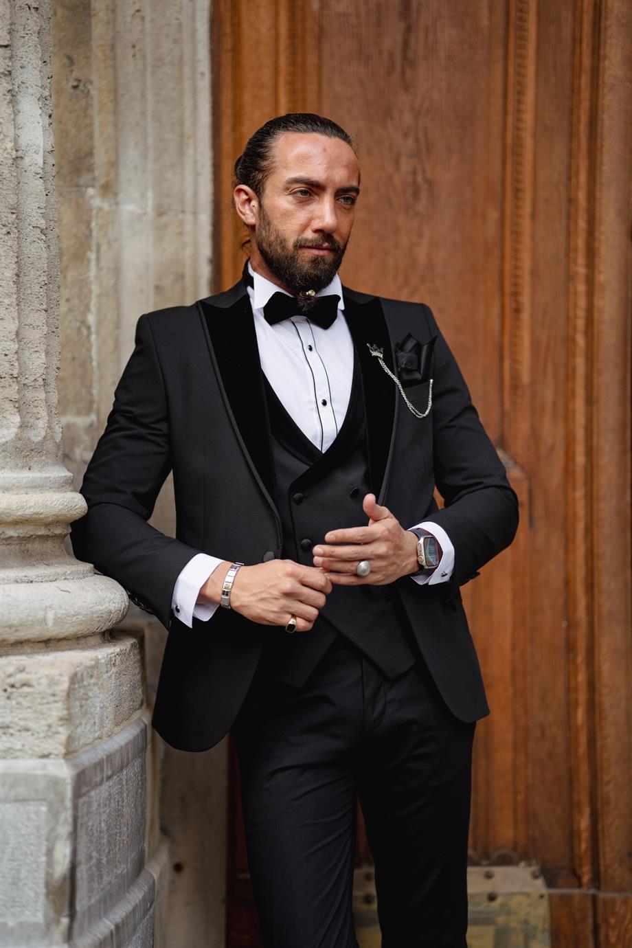 Men's Velvet Satin Collar Tuxedo Suit