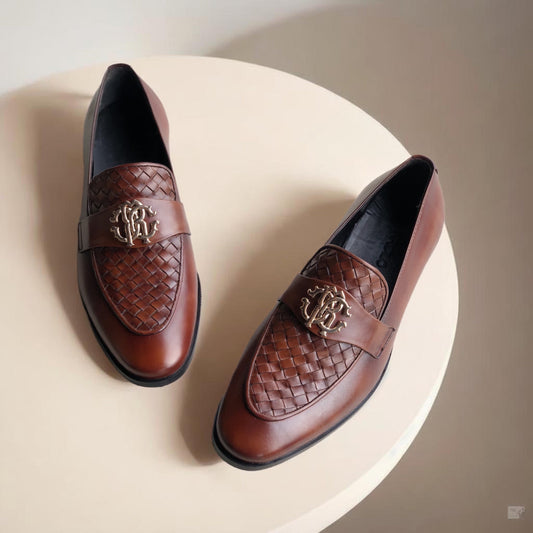 Brown Vamp Kniited Loafer-AL056