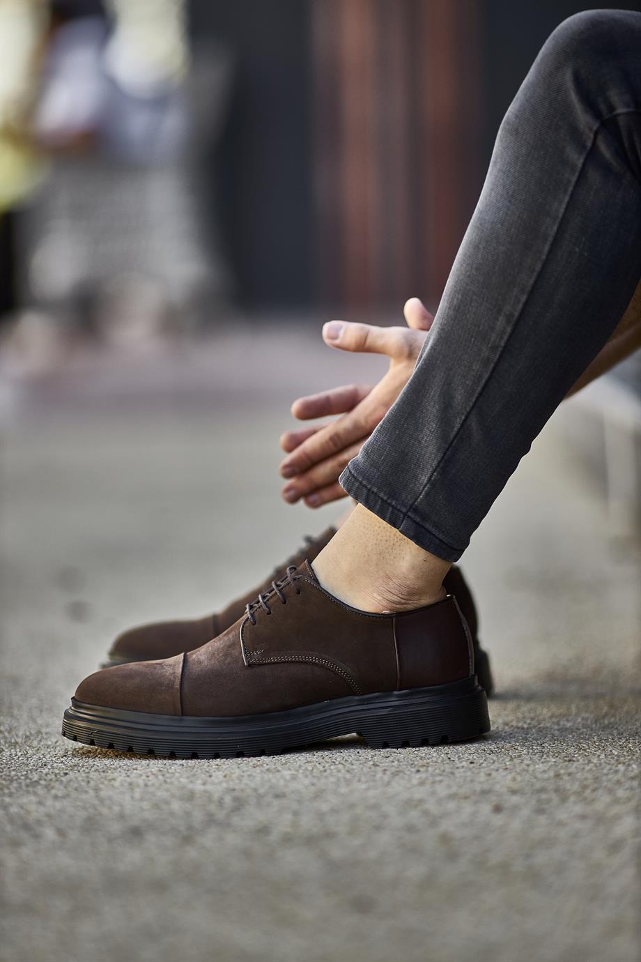 Brown Suede Chunky Derby