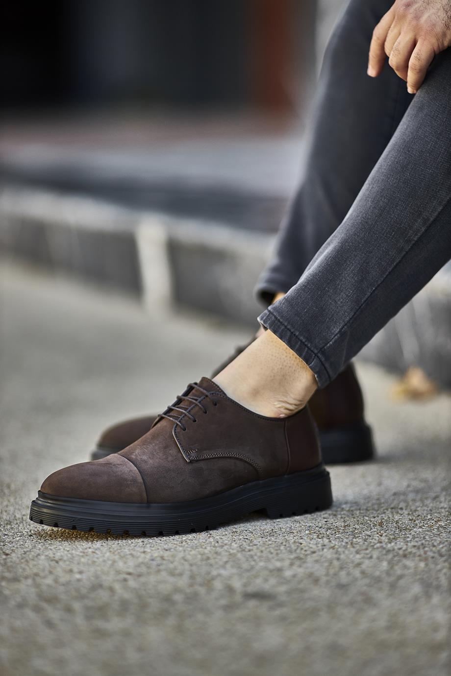 Brown Suede Chunky Derby