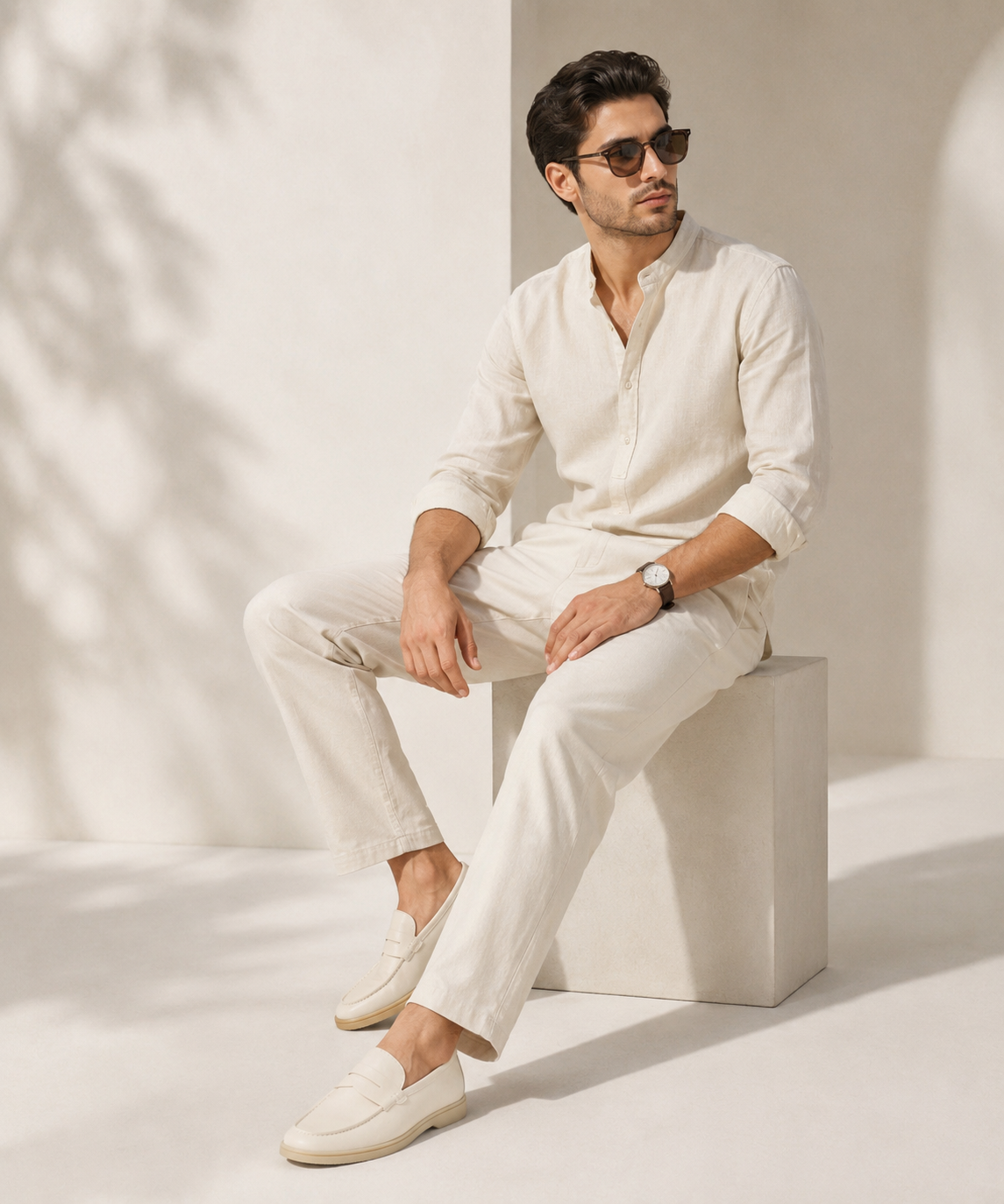 Premium Cream Leather Penny Loafers