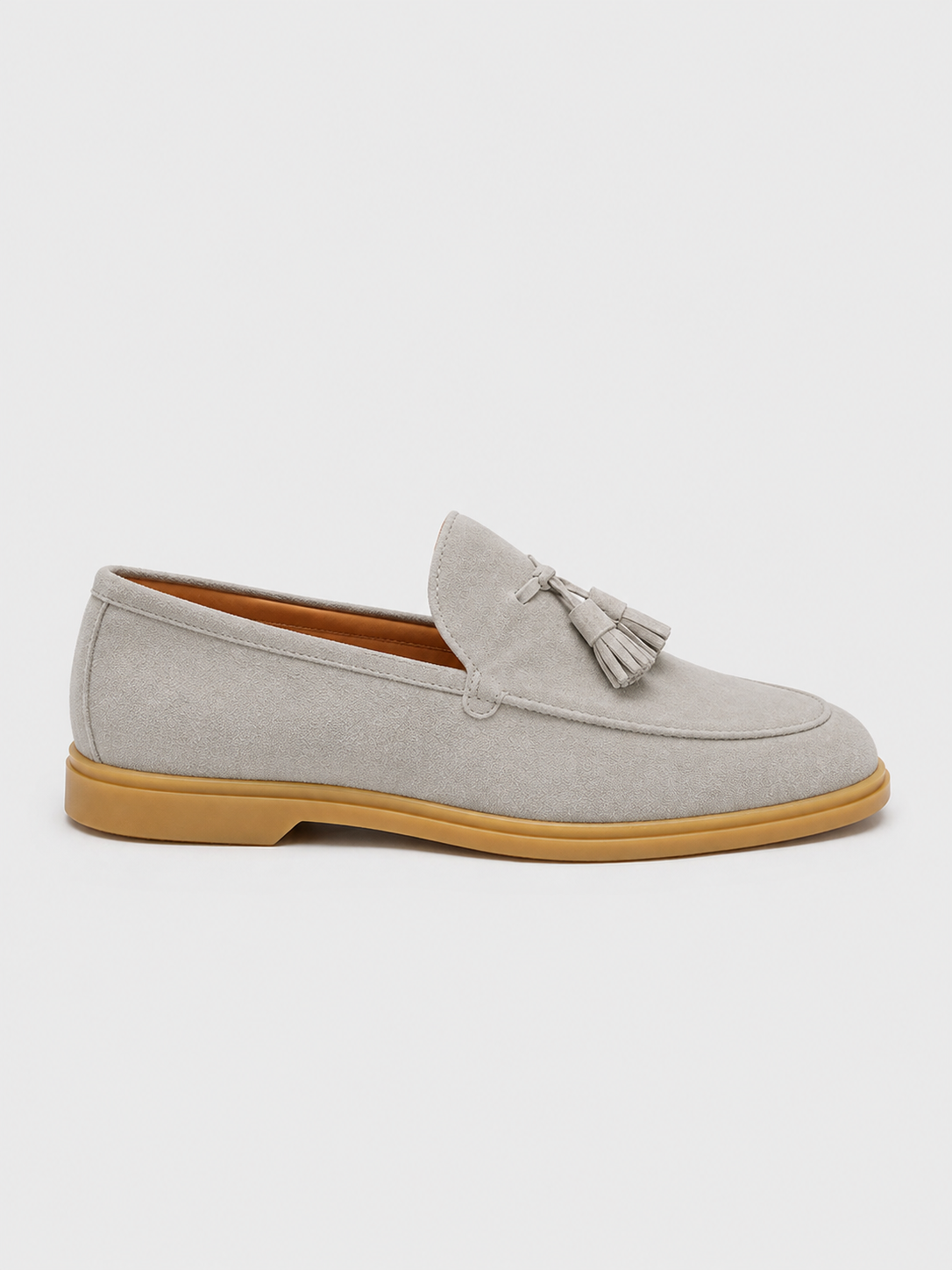 Light Grey Suede Tassel Loafers