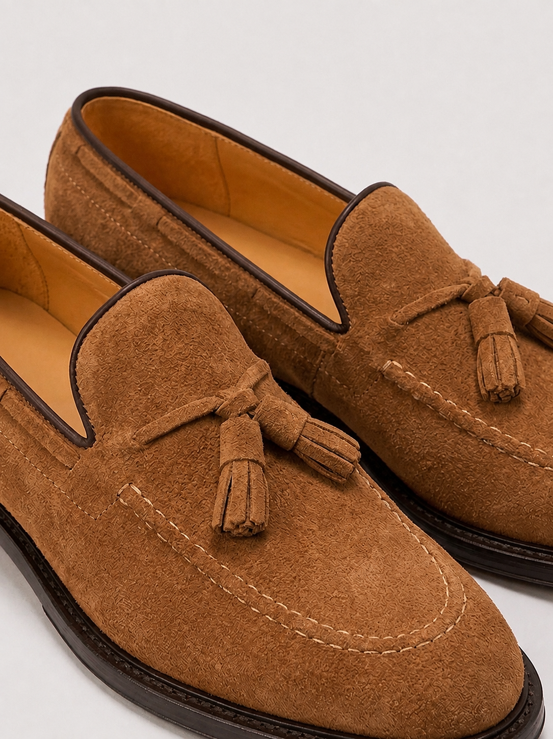 Brown Suede Tassel Loafers