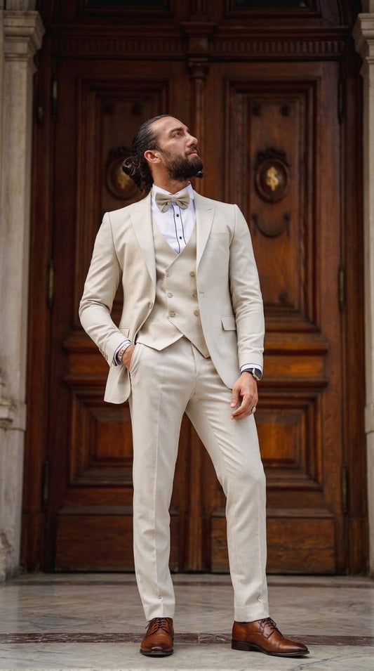 Men's Beige Tuxedo Suit