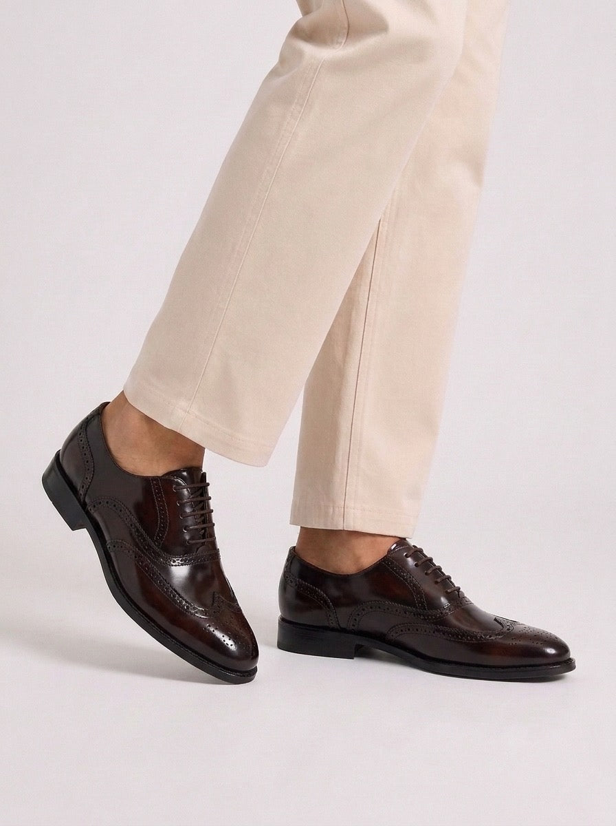 Dark Brown Brogue Leather Oxford